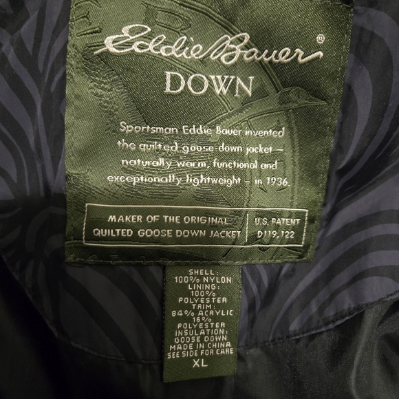 EDDIE BAUER Goose Down Faux Fur Collar Women's Puffer Vest Black Swirl Size XL - Picture 5 of 7